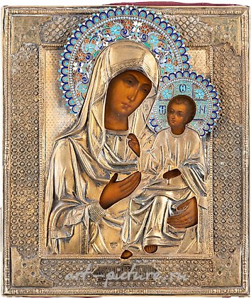 Русское серебро, ОЧЕНЬ КРАСИВАЯ ИКОНА С ИЗОБРАЖЕНИЕМ ИВЕРСКОЙ БОЖЬЕЙ МАТЕРИ