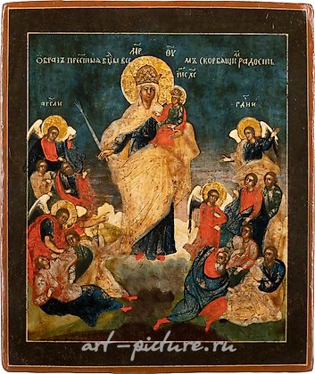 Русское серебро, ПРЕКРАСНАЯ ИКОНА С ИЗОБРАЖЕНИЕМ БОЖЬЕЙ МАТЕРИ "ВСЕХ СКОРБЯЩИХ РАДОСТЬ"