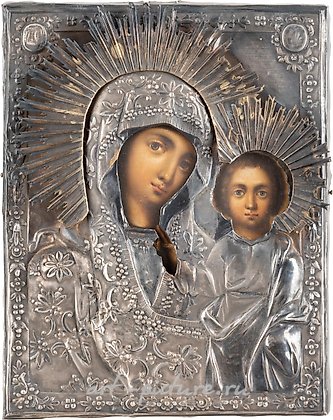 Русское серебро, НЕБОЛЬШАЯ ИКОНА, ИЗОБРАЖАЮЩАЯ КАЗАНСКУЮ БОЖЬЮ МАТЕРЬ