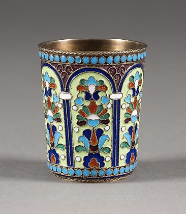 Русское серебро, СТОПКА ДЛЯ ВОДКИ С ПЕРЕГОРОДЧАТОЙ ЭМАЛЬЮ