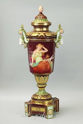 Royal Vienna Porcelain, LARGE ROYAL PORCELAIN VASE, VIENNA, AUSTRIA, HAND-PAINTED