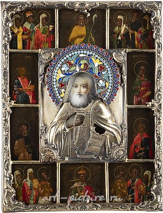 俄罗斯银, 一幅小而罕见的图标，描绘了圣人谢尔盖·拉多涅日斯基