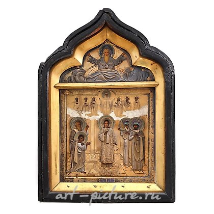 俄罗斯银, 亚历山大·潘菲洛夫，木制图标，镶有金饰。