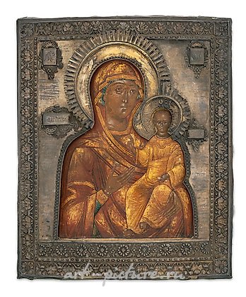 Русское серебро, Русская икона Смоленской Богоматери с серебряным окладом