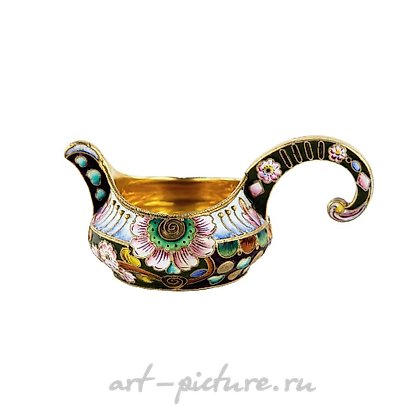 Русское серебро, Серебряный ковш с эмалью на филигранной основе  20-й Артель. Москва
