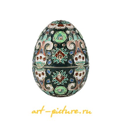 俄罗斯银, 装饰性银质复活节彩蛋，带有珐琅。