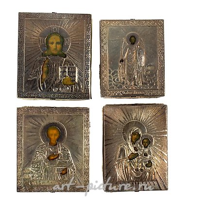 Русское серебро, Русская миниатюра .84 серебряные дорожные иконы "оклад".