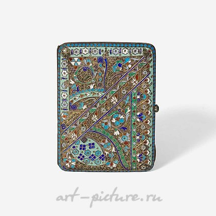 Русское серебро, Шкатулка из русского серебра с позолотой и тонированной эмалью