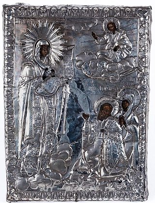 Русское серебро, Русская рельефная икона из серебра и темперы "Св. Андрей Первозванный"