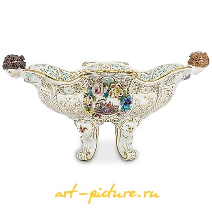 Royal Vienna Porcelain, Royal Vienna Porcelain Reticulated Centerpiece W/ Figural Ha...