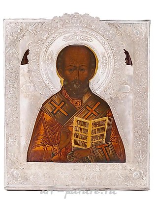 Русское серебро, Антикварная русская православная икона святого Николая