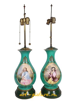 维也纳皇家瓷器, 古董瓷维也纳风格台灯，1900年。