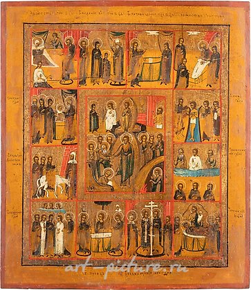 Русское серебро, Икона великого праздника. Россия, 19 век. Темпера на дереве.