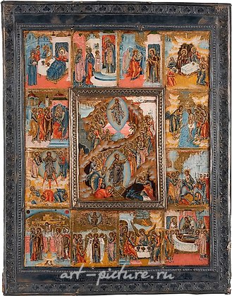 Русское серебро, ОЧЕНЬ КРАСИВАЯ ИКОНА ВОСКРЕСЕНИЯ И ПРАЗДНИКОВ