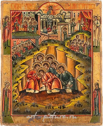 Русское серебро, БОЛЬШАЯ ИКОНА, ИЗОБРАЖАЮЩАЯ СЕМЕРЫХ СПЯЩИХ В ЭФЕСЕ