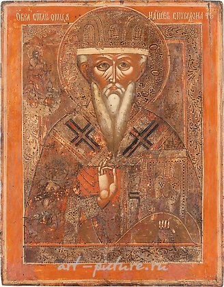 Русское серебро, Большая икона, изображающая святого Спиридона. Россия, 19 век.