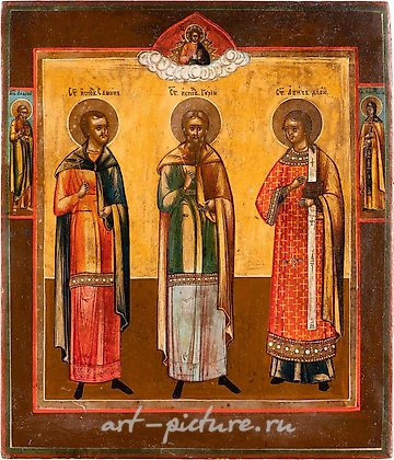 Русское серебро, Икона святых Самона, Гурия и Авива. Россия, 19 век.