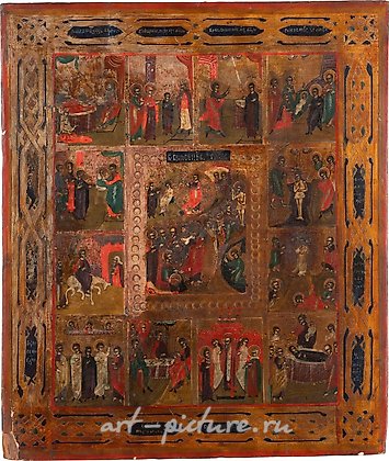 Русское серебро, Икона праздника. Россия, конец XIX века. Темпера на дереве.