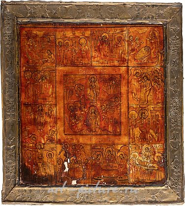 Русское серебро, ИКОНА БОЛЬШОГО РАЗМЕРА "ПРАЗДНИЧНЫЙ ДЕНЬ"