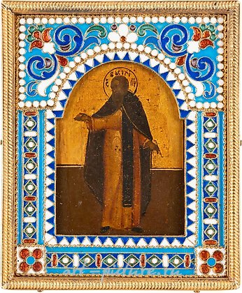 Русское серебро, НЕБОЛЬШАЯ ИКОНА С ИЗОБРАЖЕНИЕМ МОНАХА