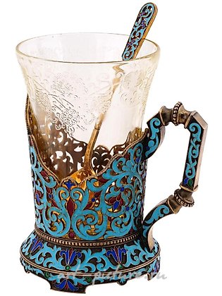 Русское серебро, Чайный подстаканник из позолоченного серебра 84 пробы