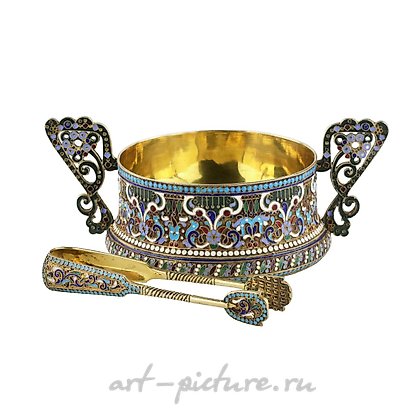 Русское серебро, Серебряная русская сахарница с щипцами