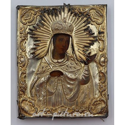 Русское серебро, Антикварная русская икона святой Ольги с серебряной ризой