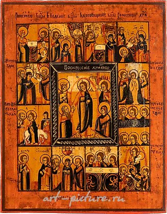 Русское серебро, Русская икона большого праздника, 19 век, темпера на дереве