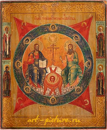 Russian silver, AN ICON SHOWING THE NEW TESTAMENT TRINITY Russian, 2nd half