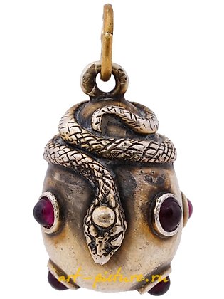 Russian silver, RUSSIAN SILVER RUBY STONES SNAKE FIGURINE PENDANT
