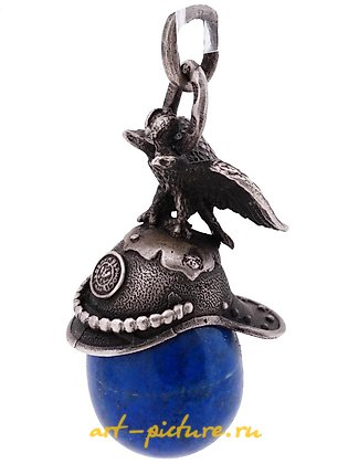 Russian silver, IMPERIAL RUSSIAN SILVER LAPIS LAZULI EGG PENDANT