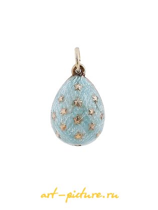 Russian silver, RUSSIAN 84 GILT SILVER AND ENAMEL BIRD EGG PENDANT
