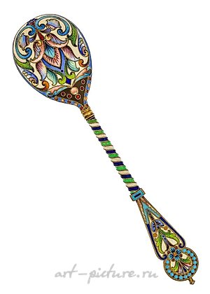 俄罗斯银, 俄罗斯银匙配有琺瑯装饰