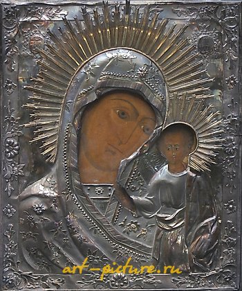 Russian silver, Russian icon "Our Lady Hodegetria of Kazan", silver oklad. -...