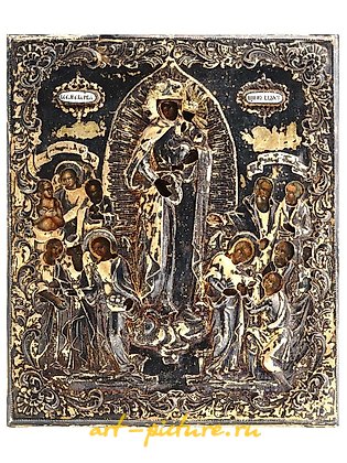 Russian silver, ORTHODOX SILVER ICON LADY JOY TO ALL SORROW 1843