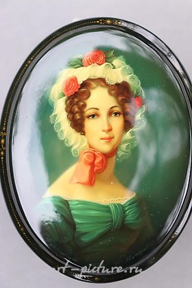 Russian silver, Lady in white cap by O. Yastrebov, 1998, hand-painted Russia...