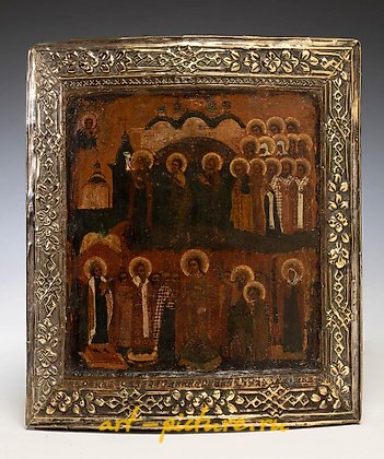 Russian silver, Russian icon of the 19th century. "The Protection of the Mother of God"