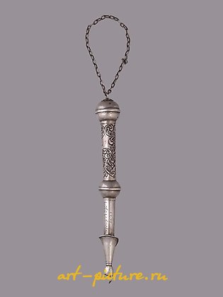 俄罗斯银, 俄罗斯的银制犹太指示棒，带有尼罗和金丝银饰。