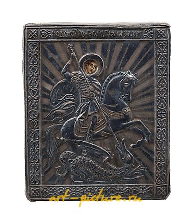 俄罗斯银, 俄罗斯圣像的古董照片石版印刷品，带有银质板。