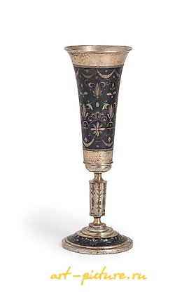 Russian silver, GOLDEN SILVER FLUTE WITH NIELLO, MOSCOW, 1839