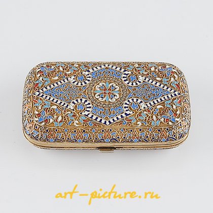 Russian silver, Russian Silver Enamel Cigarette Case ca. 1875