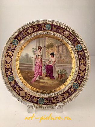 维也纳皇家瓷器, 皇家维也纳橱柜盘古董手绘，美丽的...