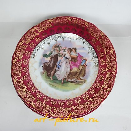 维也纳皇家瓷器, 10个皇家维也纳甜点盘，标有“Kaufmann”。