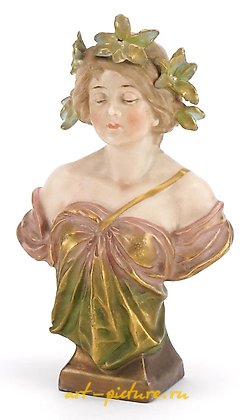 维也纳皇家瓷器, 波西米亚新艺术的瓷质女孩半身像，风格独特...