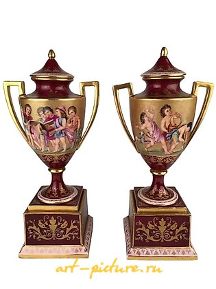 维也纳皇家瓷器, 18世纪的维也纳皇家彩绘瓷罐和盖子...