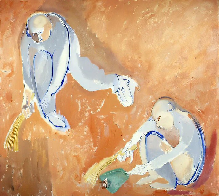 扫地男孩，1994年，布面油画，170×190厘米，作者自藏