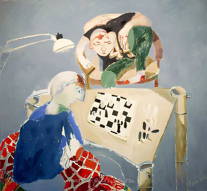 国际象棋，1994年，布面油画，160×170厘米，作者自藏