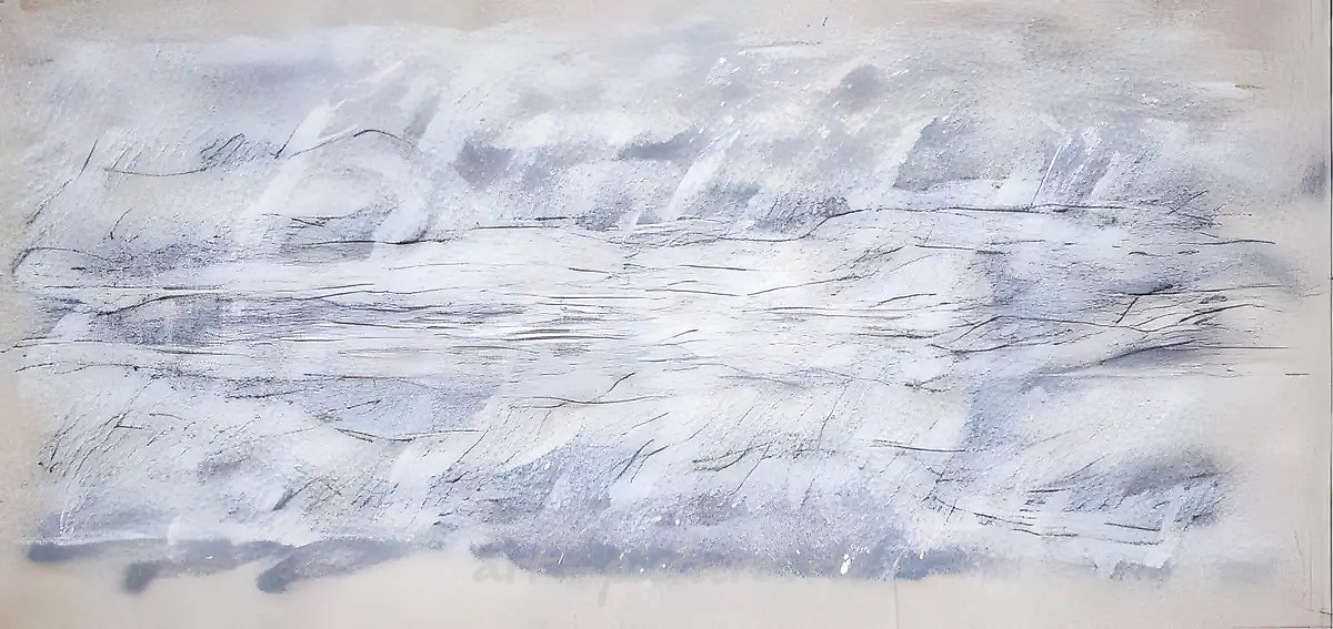 M...的身体印记或海洋洋流，1994年，丙烯，纸，混合技法，107×227厘米