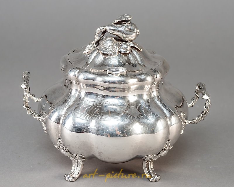 俄国银制糖罐，带盖，俄罗斯帝国（俄罗斯）