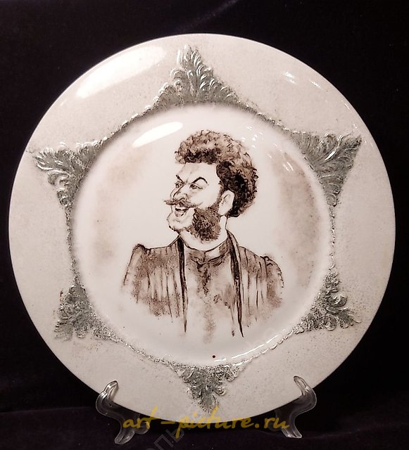 装饰盘系列：“熟悉的面孔”...... 在加德纳工厂的装饰瓷器上描绘的果戈理式的博克列夫斯基人物。